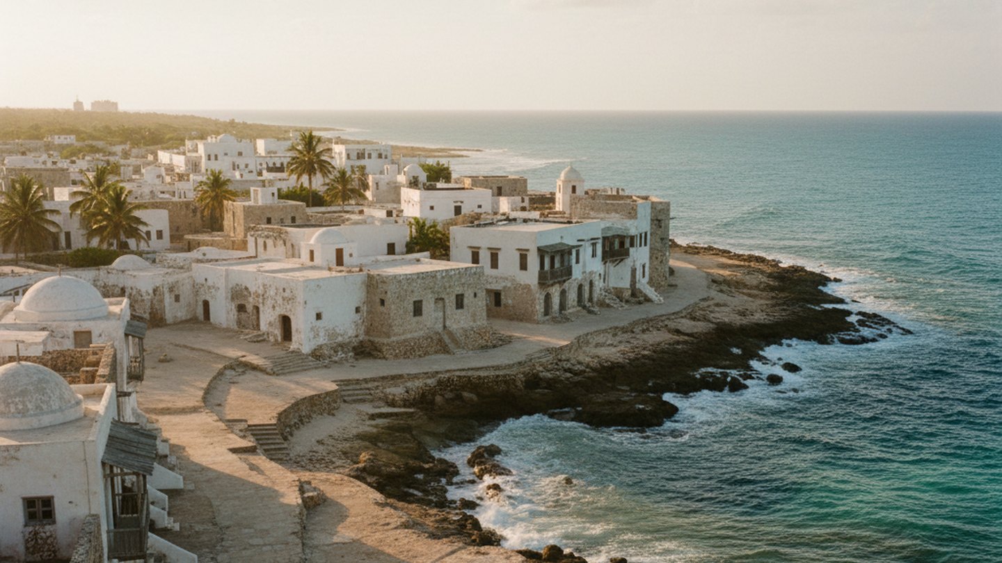The old city meeting the Indian Ocean